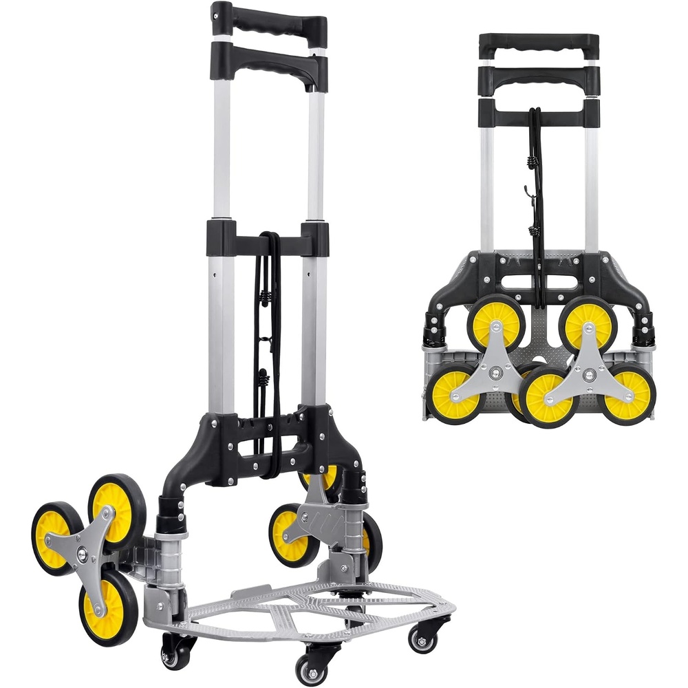 image:imageMountIt Stair Climber Dolly 3 Wheel Stair Climbing Hand Truck with Folding and Telescoping Handle 154 Lbs Capacity Trolley to Easily Lift Heavy Items Up and Down Steps