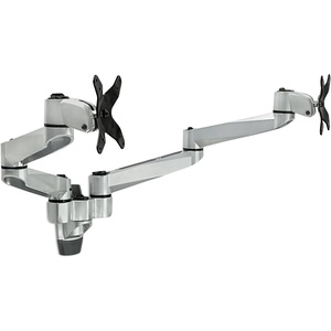 image:imageMountIt Dual Full Motion Monitor Wall Mount Compatible with VESA 75 and 100 Fits Computer Screens 19 20 21 24 27 30 Inches Silver MI43114