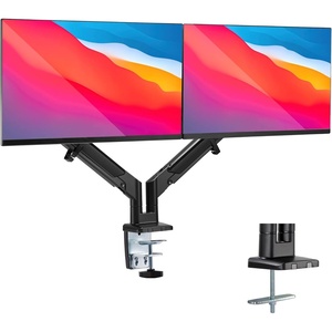 image:imageMountIt Dual Monitor Arm Desk Mount for 1732 Inch Screens Space Saving Low Profile Design Gas Spring Holds 198 lbs per Arm Full Motion VESA 75x75100x100 CClamp amp Grommet Base Black