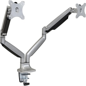image:imageMountIt Dual Monitor Arm Mount  Desk Stand  Two Articulating Gas Spring Height Adjustable Arms  Fits 2 x 24 27 29 30 32 Inch VESA 75 100 Compatible Screens  CClamp and Grommet Bases BlackSilver