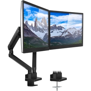 image:imageMountIt Dual Monitor Arm Mount Desk Stand  Premium Quality  Articulating Mechanical Spring Height Adjustable  Fits Two 24 27 29 30 32 Inch VESA 75 100 Compatible Screens  CClamp and Grommet