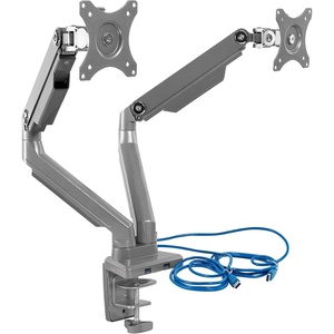 image:imageMountIt Dual Monitor Desk Mount with USB 30 Ports Full Motion Dual Monitor Stand for 2 Screens up to 32 Inches VESA 75x75 amp 100x100 Clamp or Grommet Installation