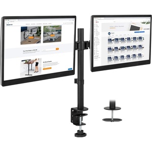 image:imageMountIt Dual Monitor Mount  Double Monitor Desk Stand  Interchangeable CClamp and Grommet Base  Two Heavy Duty Height Adjustable Arms Fit 2 Computer Screens 19 215 24 27 32 Inches  VESA 75 100