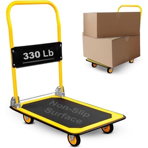 image:imageMountIt Folding Hand Truck Dolly Platform Truck 330 lb Heavy Duty Flatbed Cart with Wheels Foldable Platform Cart with 360 Swivel Casters Push Cart for Moving Boxes amp Furniture MI920330 Lbs Fixed