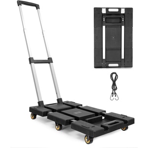 image:imageMountIt Folding Hand Truck Lightweight 330 LB Capacity Dolly Cart with 6 Wheels Extendable Base Compact Foldable Design with Bungee Cord for Moving Travel Office and Home Use