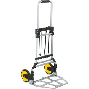 image:imageMountIt Folding Hand Truck and Dolly 264 Lb Capacity HeavyDuty Luggage Trolley Cart with Telescoping Handle and Rubber Wheels Silver Black Yellow