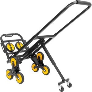 image:imageMountIt Folding Hand Truck and Dolly HeavyDuty Luggage Trolley Cart with Telescoping Handle and Rubber Wheels Silver Black Yellow 130 Lb Capacity