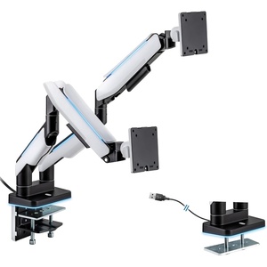 image:imageMountIt Heavy Duty Dual Monitor Arm up to 35 in 44 lbs Screens RGB Lights 75x75 100x100 VESA Desk Mount for 2 Widescreen Curved Monitors 27 32 34 35 inches Gas Spring Clamp Grommet RGB Lights