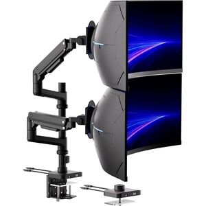image:imageMountIt Proflex Series Stacking Dual Ultrawide Monitor Arm for 1749 Screens HeightAdjustable Pole Heavy Duty Gas Spring USBC amp USB 30 Full Motion VESA 75100 Clamp or Grommet