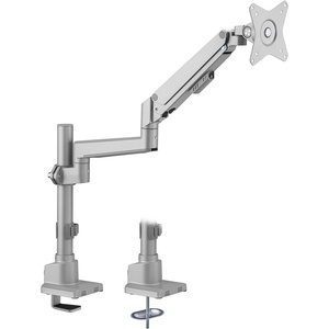 image:imageMountIt Single Monitor Desk Mount  Pole Mounted Gas Spring Arm Full Motion Height Adjustable Monitor Stand with CClamp or Grommet Base Fits 1932 Inch Screens Silver
