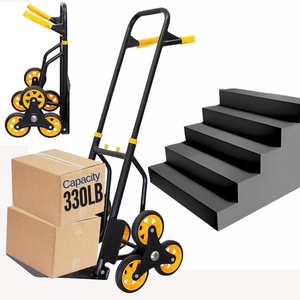 image:imageMountIt Stair Climbing Dolly for Moving HeavyDuty Hand Truck for Stairs with 6 Wheels Folding Stair Climber Cart with Telescoping Handle 330 lb Flat  265 lb Stair Capacity330 lb Capacity