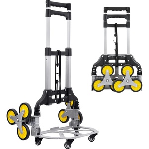 image:imageMountIt Stair Climbing Dolly for Moving HeavyDuty Hand Truck for Stairs with 6 Wheels Folding Stair Climber Cart with Telescoping Handle 330 lb Flat  265 lb Stair Capacity154 lb Capacity