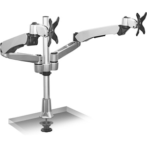 image:imageMountit Height Adjustable Full Motion Two Monitor Computer Desk Mount Spring Arm Quick Release with Grommet Base MI45111Silver