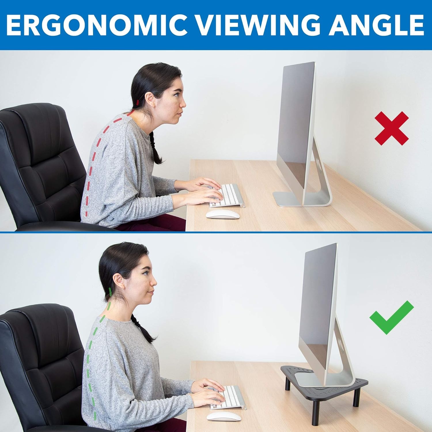 image:imageCorner Monitor Stand Adjustable Height Corner Desk Shelf Triangle Screen Riser Ergonomic Space Saving Design Ventilated Metal Black