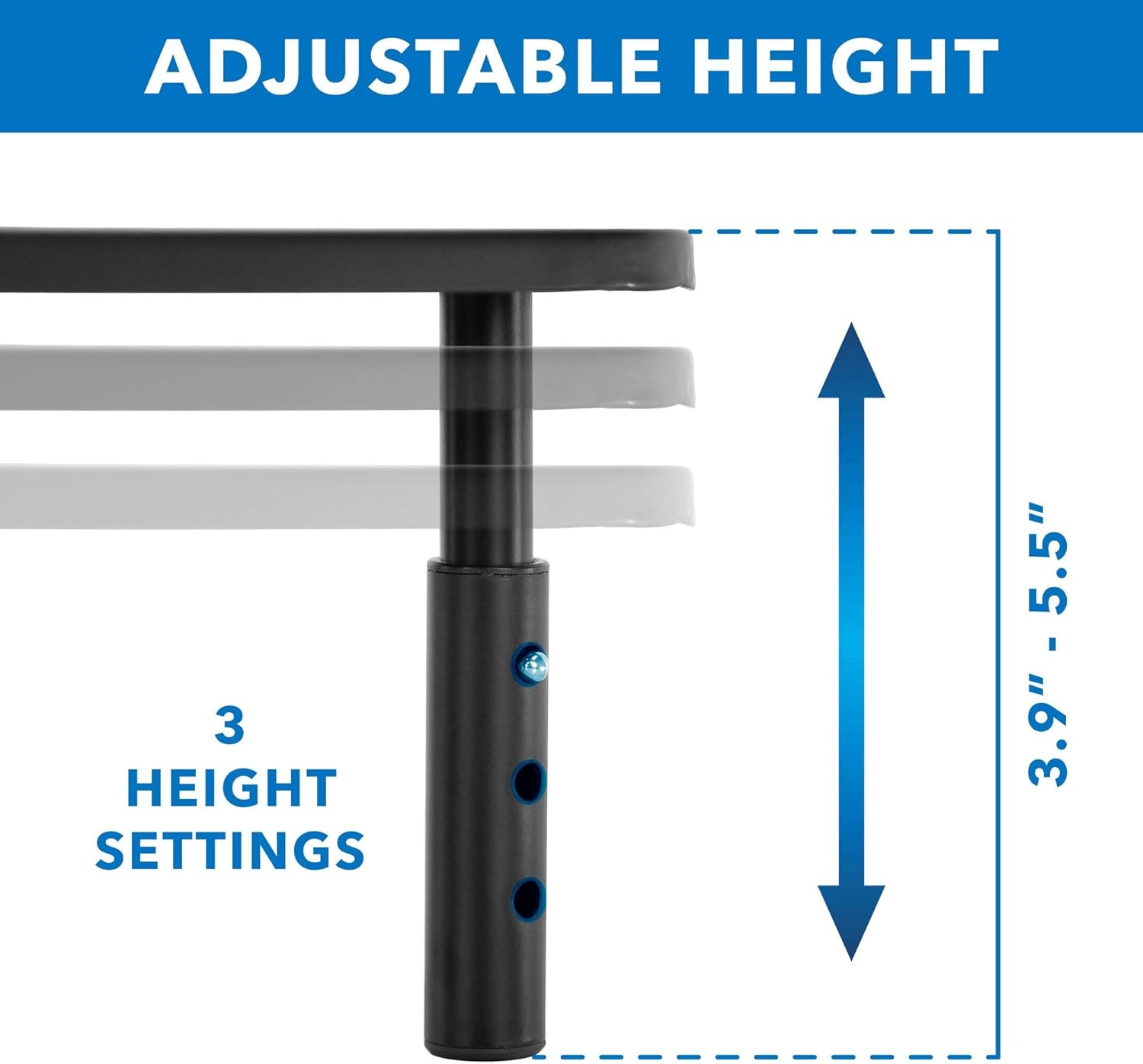 image:imageCorner Monitor Stand Adjustable Height Corner Desk Shelf Triangle Screen Riser Ergonomic Space Saving Design Ventilated Metal Black