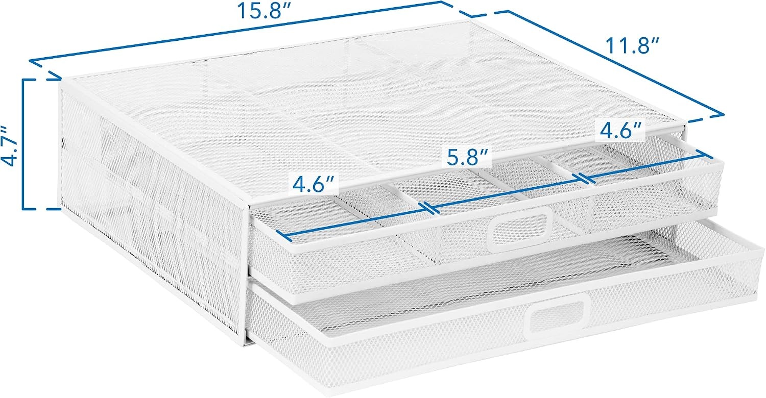 image:imageMOUNTIT Computer Monitor Stand With Drawers Metal Mesh Riser and Organizer for Laptops and Computer Screens Laptop and Printer Accessories and Office Supplies BlackWhite