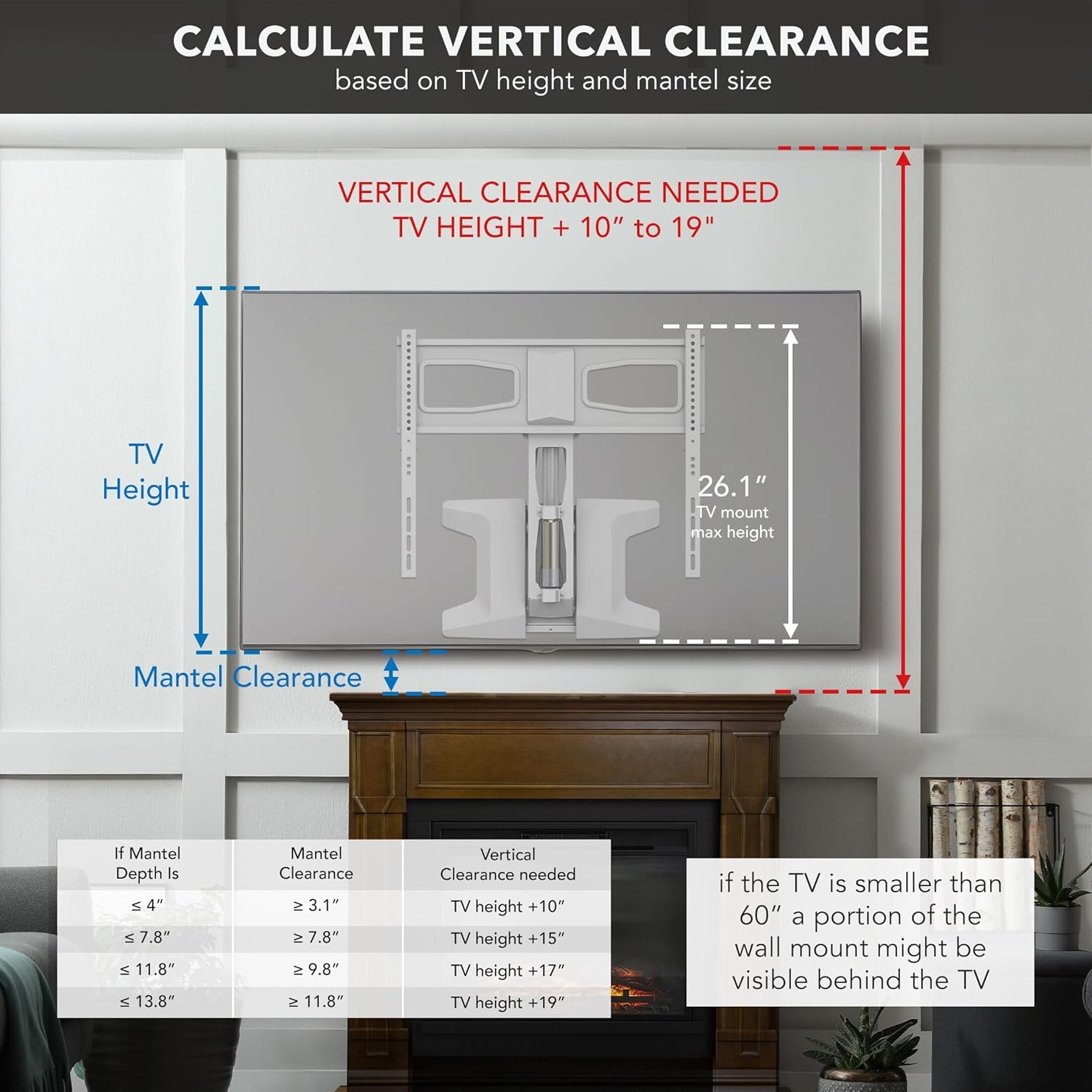 image:imageMOUNTIT Motorized Fireplace TV Wall Mount Remote Control Electric Pull Down Mantel Mounting Bracket Up to 77 Lbs Weight Capacity Height Adjustable Swivel VESA 600x400 CompatibleWhite