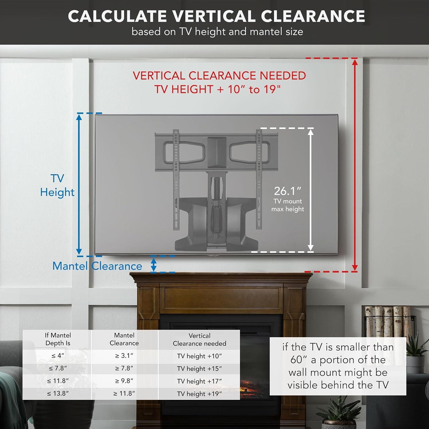 image:imageMOUNTIT Motorized Fireplace TV Wall Mount Remote Control Electric Pull Down Mantel Mounting Bracket Up to 77 Lbs Weight Capacity Height Adjustable Swivel VESA 600x400 CompatibleBlack