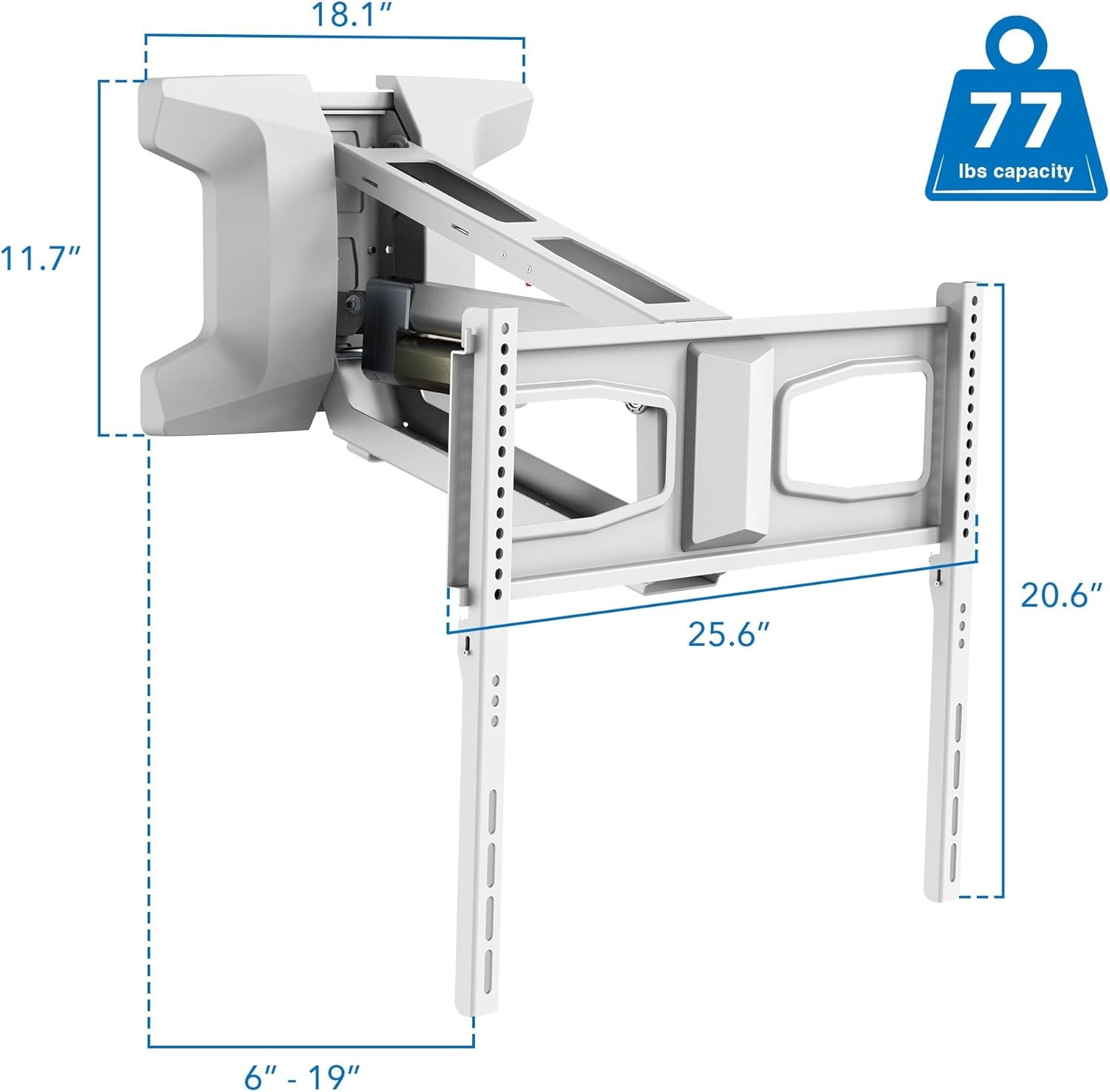image:imageMOUNTIT Motorized Fireplace TV Wall Mount Remote Control Electric Pull Down Mantel Mounting Bracket Up to 77 Lbs Weight Capacity Height Adjustable Swivel VESA 600x400 CompatibleWhite