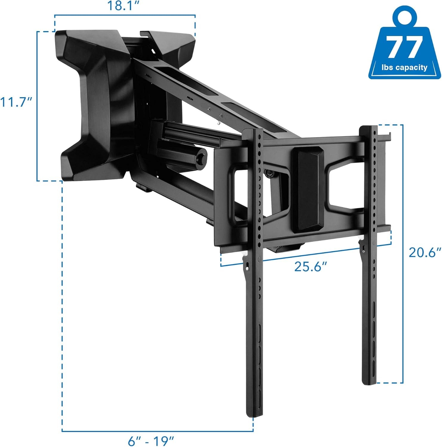 image:imageMOUNTIT Motorized Fireplace TV Wall Mount Remote Control Electric Pull Down Mantel Mounting Bracket Up to 77 Lbs Weight Capacity Height Adjustable Swivel VESA 600x400 CompatibleBlack