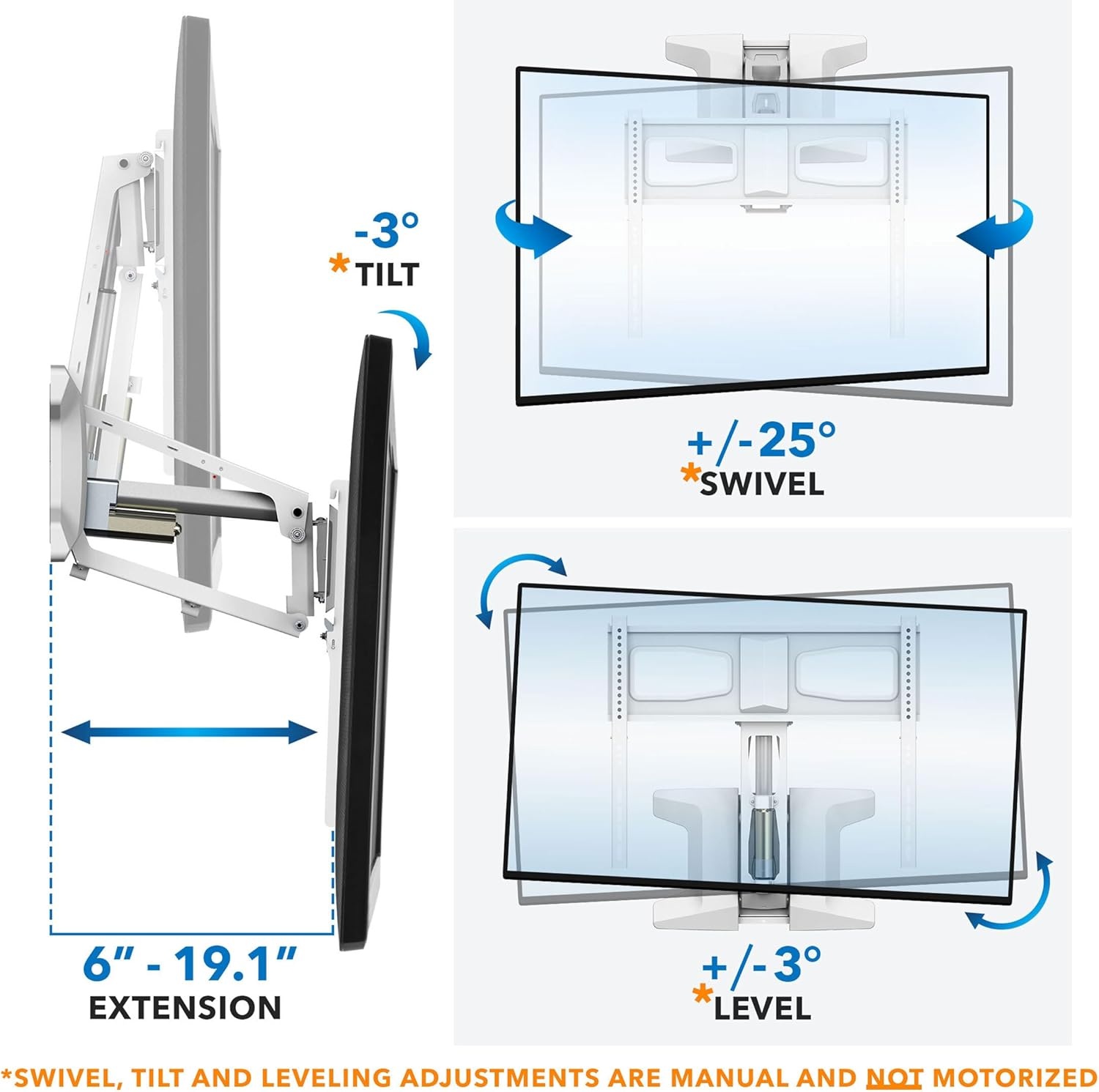 image:imageMOUNTIT Motorized Fireplace TV Wall Mount Remote Control Electric Pull Down Mantel Mounting Bracket Up to 77 Lbs Weight Capacity Height Adjustable Swivel VESA 600x400 CompatibleWhite