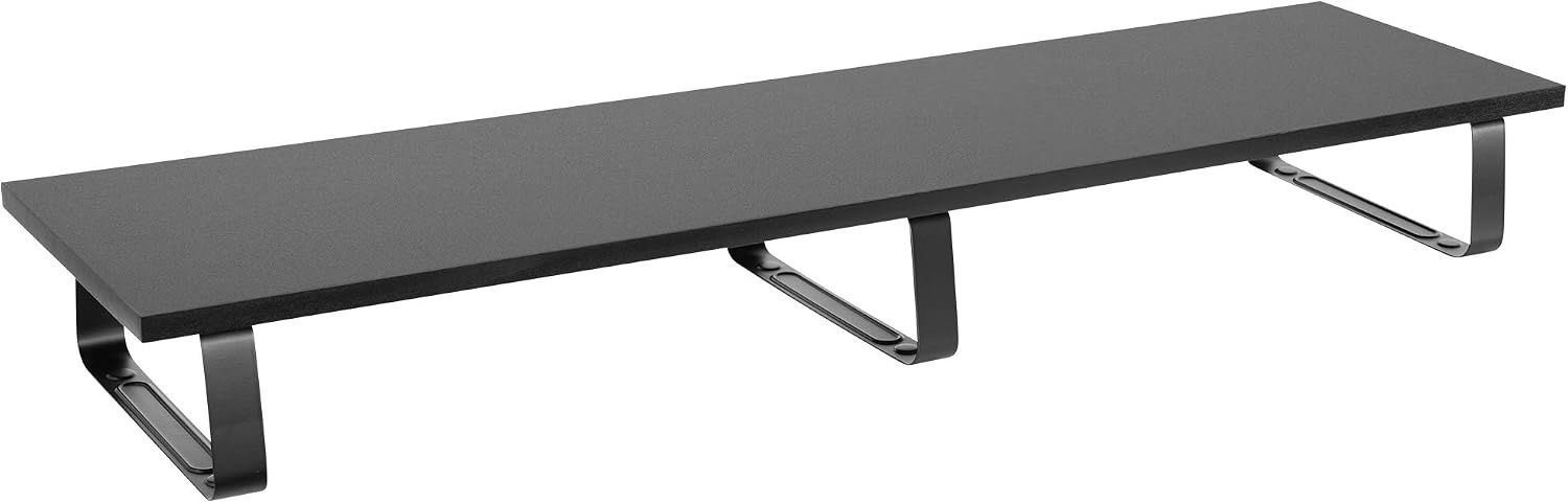 image:imageMountIt 39 Extra Long Dual Monitor Stand Riser Ergonomic Desk Organizer for 2 Monitors Laptop TV or Printer HeavyDuty Steel amp Wood Desktop Shelf with Storage Supports 44 Lbs Black