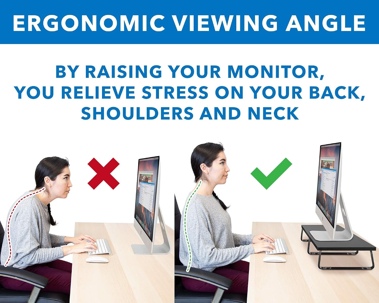 image:imageMountIt 39 Extra Long Dual Monitor Stand Riser Ergonomic Desk Organizer for 2 Monitors Laptop TV or Printer HeavyDuty Steel amp Wood Desktop Shelf with Storage Supports 44 Lbs Black