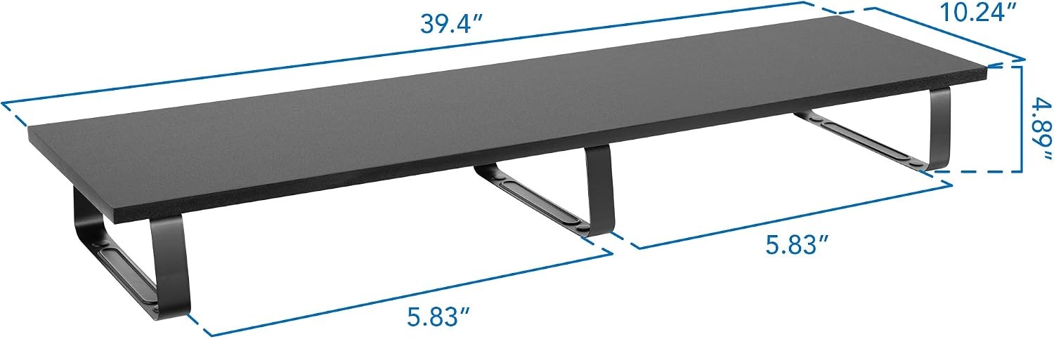 image:imageMountIt 39 Extra Long Dual Monitor Stand Riser Ergonomic Desk Organizer for 2 Monitors Laptop TV or Printer HeavyDuty Steel amp Wood Desktop Shelf with Storage Supports 44 Lbs Black