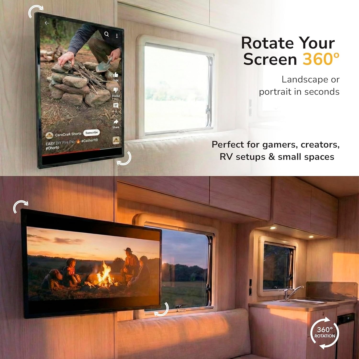 image:imageMountIt AntiTheft Locking TV Wall Mount 2355 Inch Swivel Tilt Removable VESA Plate Single Stud IndoorOutdoor RV Use VESA 75x75400x400 44 Lb