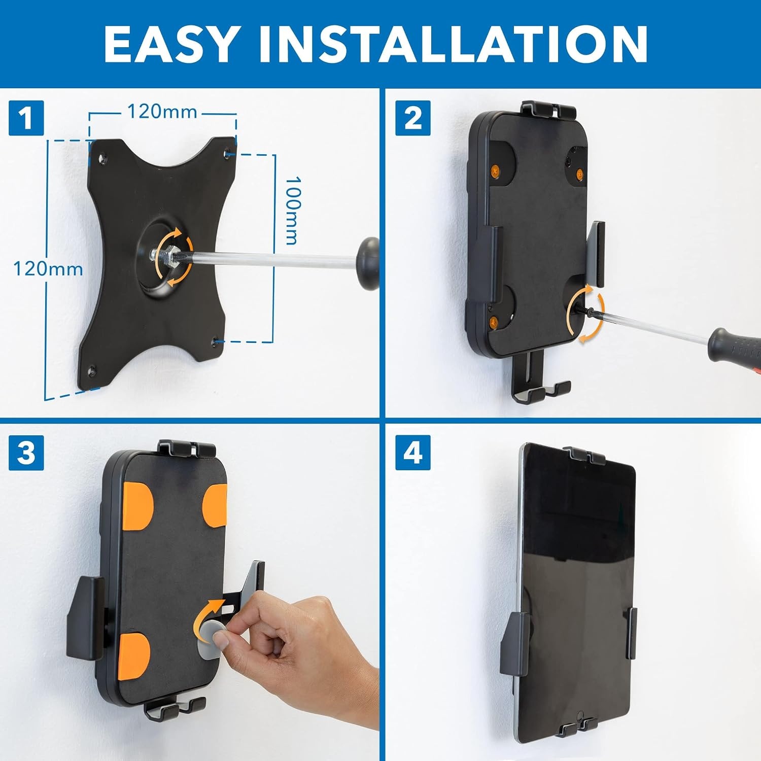 image:imageMountIt AntiTheft Tablet Wall Mount Lockable Adjustable Clamps for Tablets 7911 Inches Full Motion Tilt Swivel Rotation VESA 75x75 Perfect for Retail Office Hotels Black