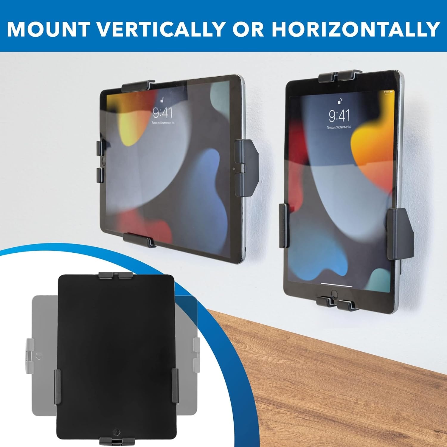 image:imageMountIt AntiTheft Tablet Wall Mount Lockable Adjustable Clamps for Tablets 7911 Inches Full Motion Tilt Swivel Rotation VESA 75x75 Perfect for Retail Office Hotels Black