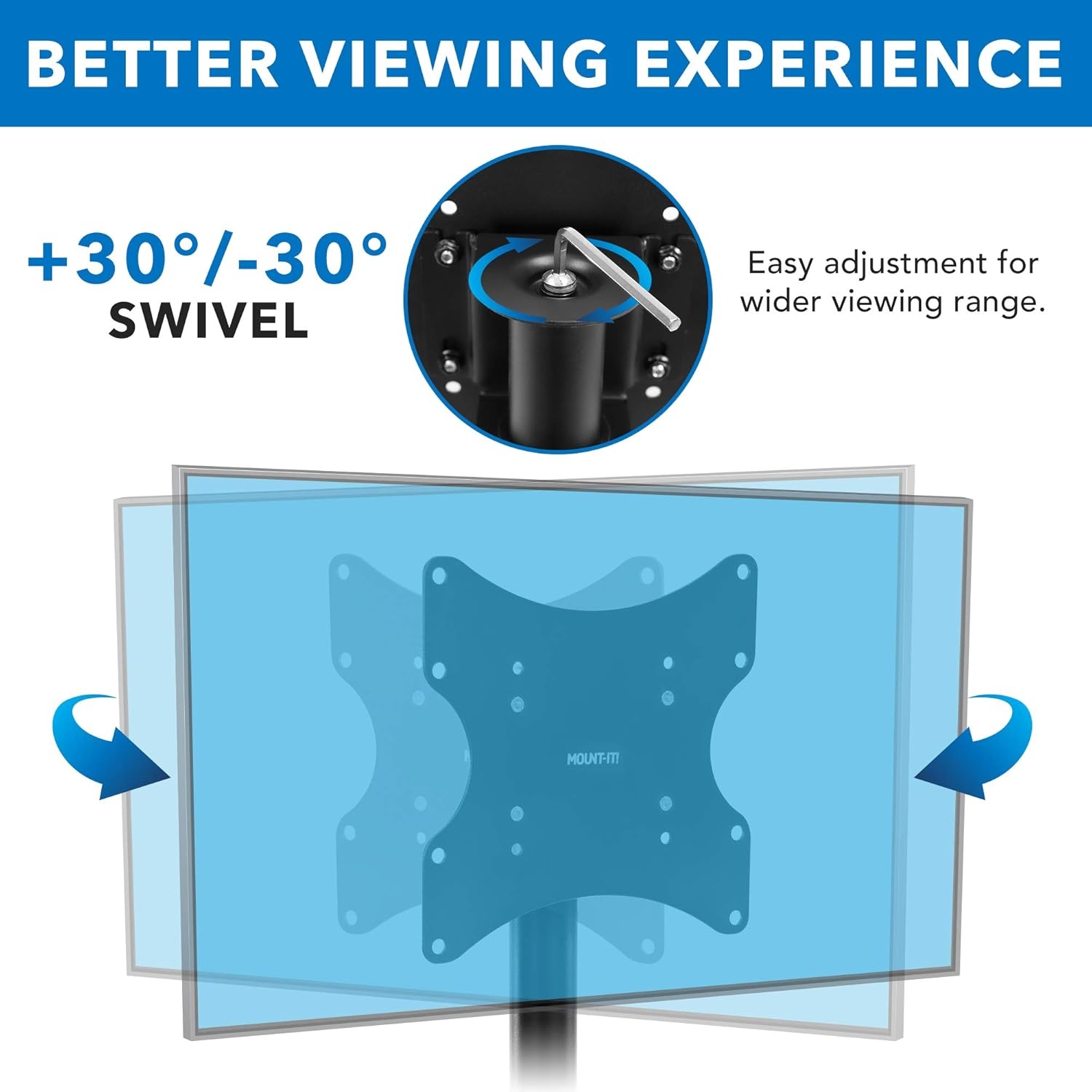 image:imageMountIt Bolt Down TV Stand AntiTip Swivel Tabletop TV Mount for 2343 Screens up to 110 lbs VESA 100x100 to 200x200 LowProfile Desktop TV Base for Desk or Bedroom Steel Black