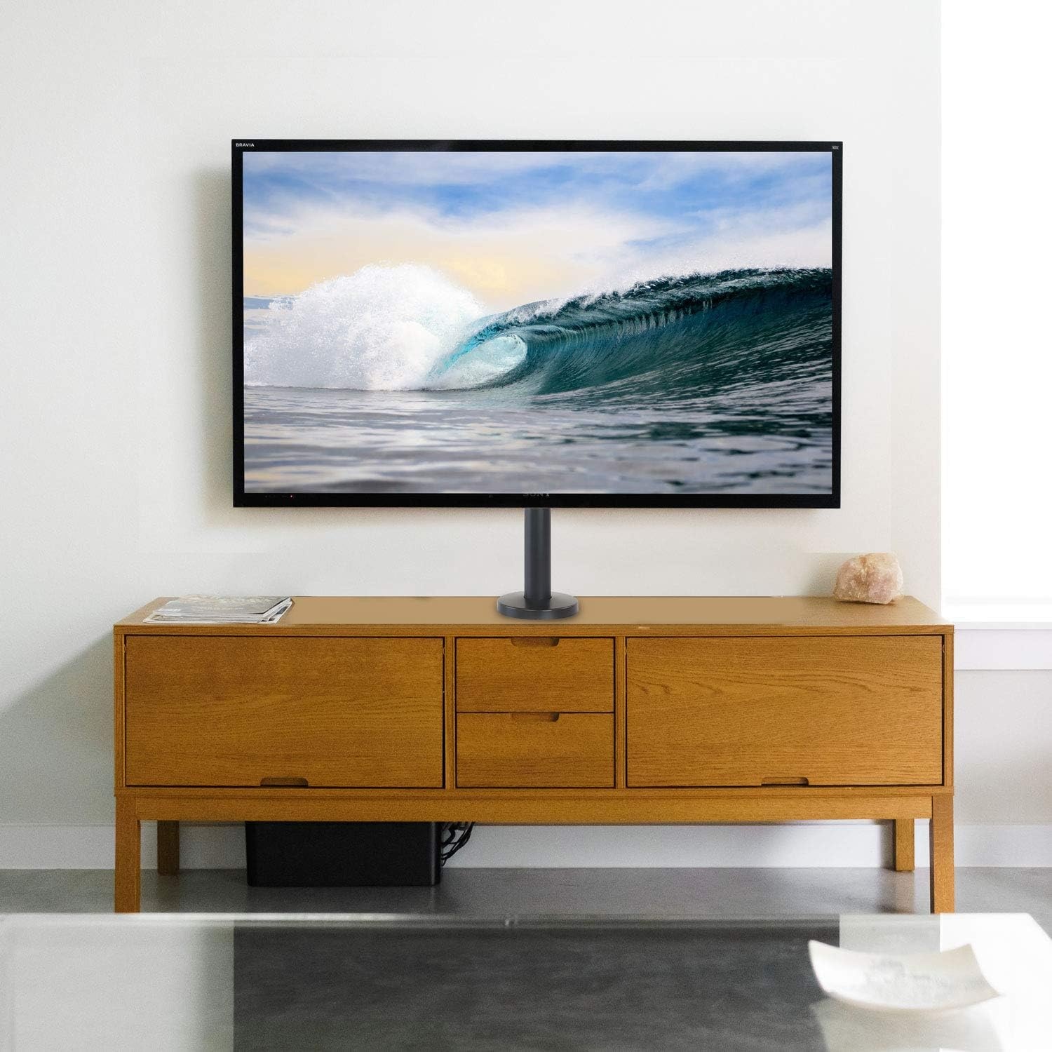 image:imageMountIt Bolt Down TV Stand AntiTip Swivel Tabletop TV Mount for 3255 Screens up to 110 lbs VESA 100x100 to 400x400 TV Base Replacement Bedroom Desk Steel Black