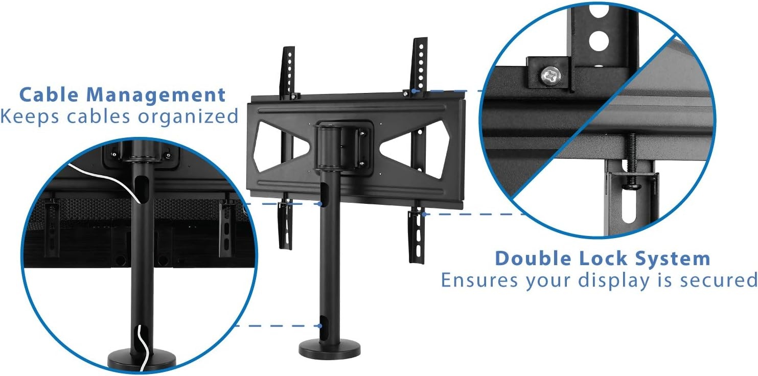image:imageMountIt Bolt Down TV Stand AntiTip Swivel Tabletop TV Mount for 3255 Screens up to 110 lbs VESA 100x100 to 400x400 TV Base Replacement Bedroom Desk Steel Black