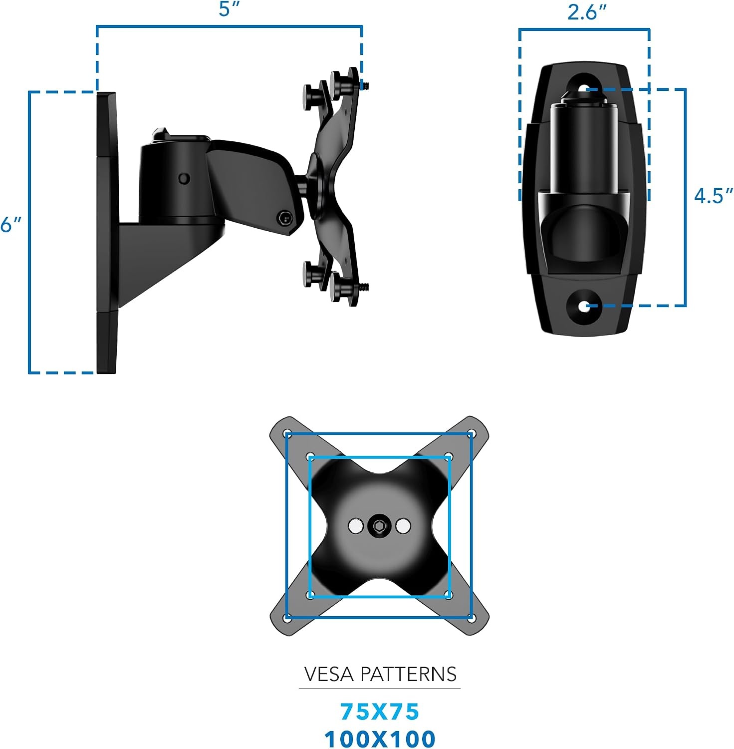 image:imageMountIt CLiX Series Single Monitor Wall Mount Compact Articulating Arm TAACompliant Fits 1334 Screens up to 30 lbs VESA 75 100 Aluminum SpaceSaving LowProfile Design QuickConnect Black