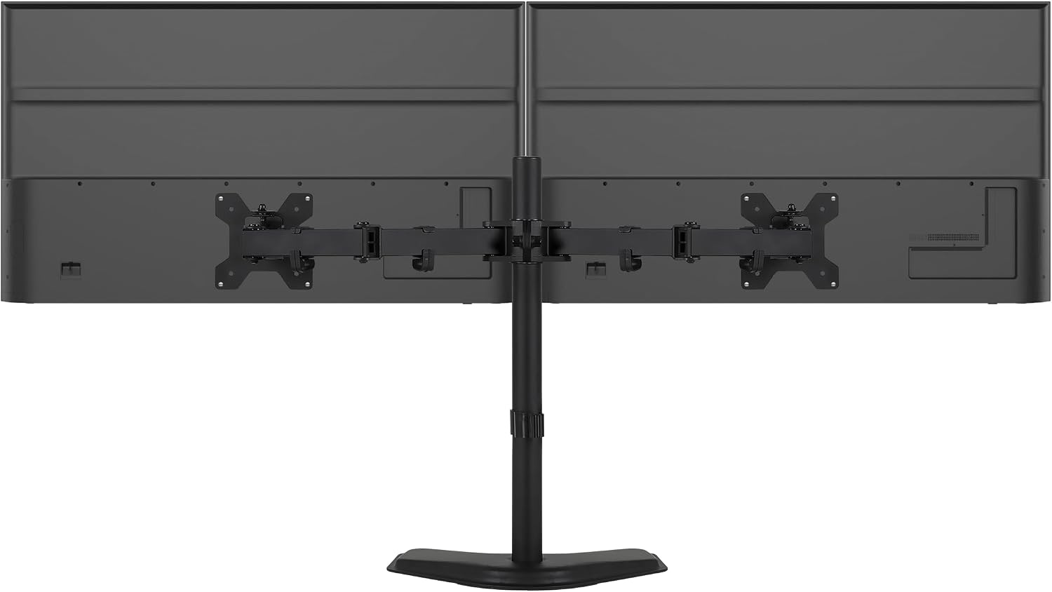 image:imageMountIt Dual Monitor Stand Premium Adjustable Desk Mount for Two 1332 Inch Screens up to 17 lbs Each Full Motion Swivel Tilt Rotate Height Adjustable Arms VESA 75x75 100x100 Steel Base