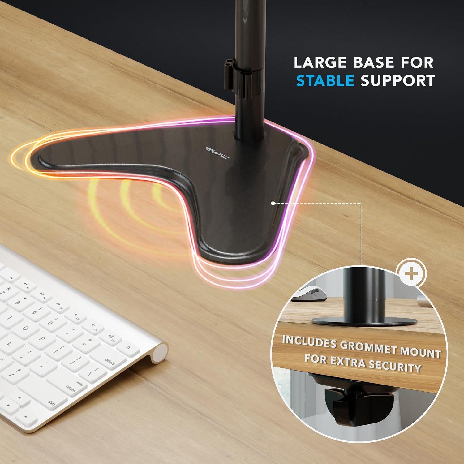 image:imageMountIt Dual Monitor Stand Premium Adjustable Desk Mount for Two 1332 Inch Screens up to 17 lbs Each Full Motion Swivel Tilt Rotate Height Adjustable Arms VESA 75x75 100x100 Steel Base