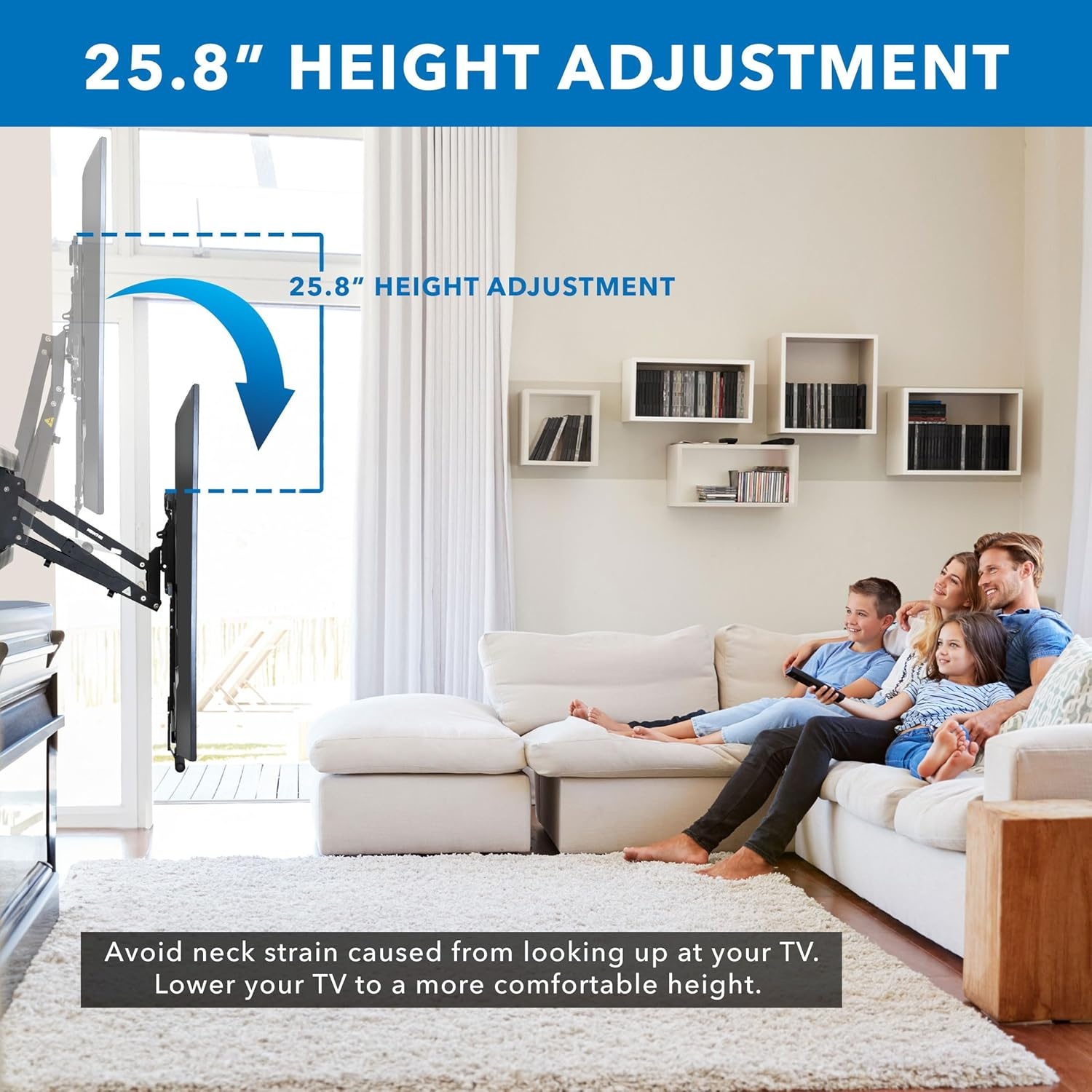image:imageMountIt Fireplace Mantel TV Wall Mount Above Fireplace Height Adjustable TV Mount Pull Down Mantle Mount with Spring Assist 6585 inches VESA 100x100 to 800x500 max 110 lb WeightFor 42 65 TV 17655 Lbs