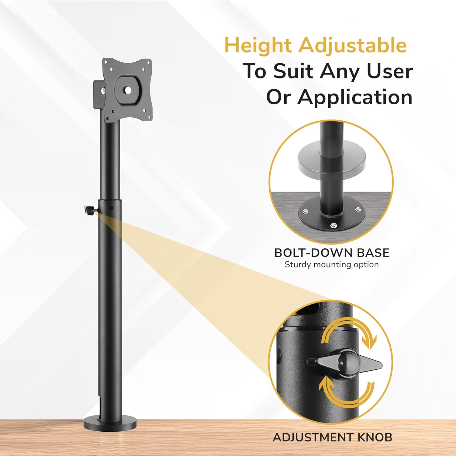 image:imageMountIt Fixed Height POS Monitor Mount 197 Monitor Pole Mount for Retail Checkout Counters and Point of Sale Systems BoltDown Base VESA 75x75 amp 100x100 Fits 1332 Monitors 33 lb Capacity20323 Inches