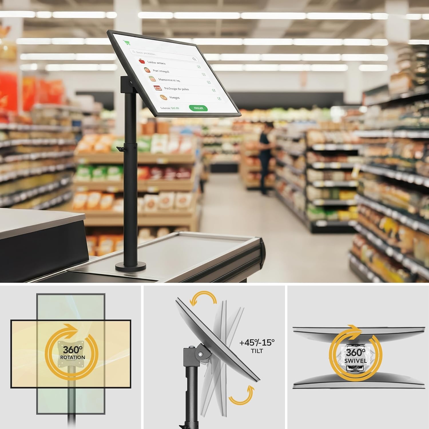 image:imageMountIt Fixed Height POS Monitor Mount 197 Monitor Pole Mount for Retail Checkout Counters and Point of Sale Systems BoltDown Base VESA 75x75 amp 100x100 Fits 1332 Monitors 33 lb Capacity20323 Inches