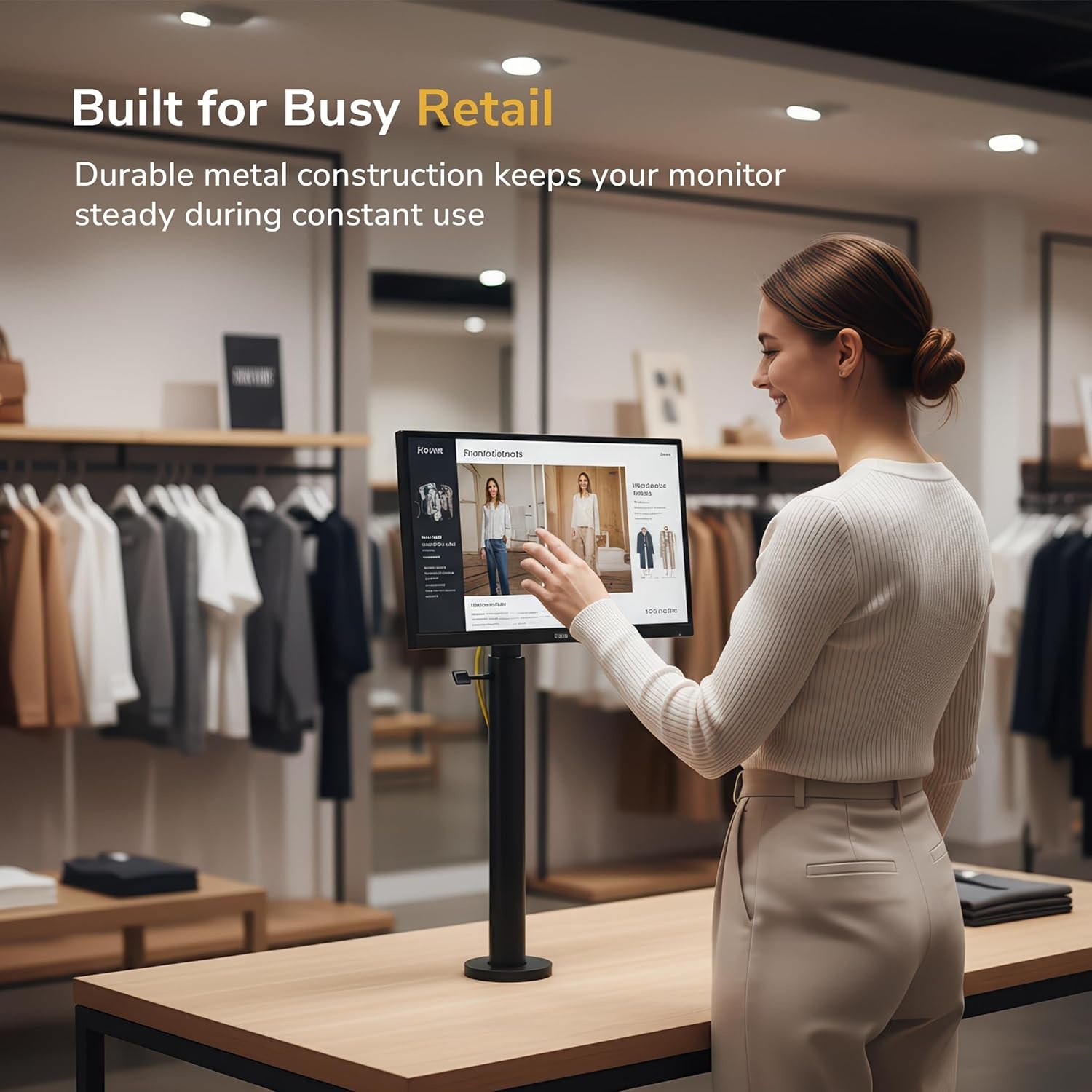 image:imageMountIt Fixed Height POS Monitor Mount 197 Monitor Pole Mount for Retail Checkout Counters and Point of Sale Systems BoltDown Base VESA 75x75 amp 100x100 Fits 1332 Monitors 33 lb Capacity20323 Inches