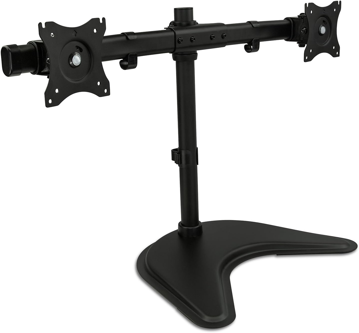 image:imageMountIt Free Standing Dual Monitor Stand Double Monitor Desk Mount Fits Two x 19 20 21 22 23 24 27 Inch Computer Screens 2 Heavy Duty Height Adjustable Arms VESA Compatible 75 100