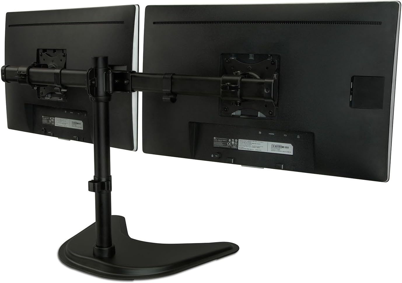 image:imageMountIt Free Standing Dual Monitor Stand Double Monitor Desk Mount Fits Two x 19 20 21 22 23 24 27 Inch Computer Screens 2 Heavy Duty Height Adjustable Arms VESA Compatible 75 100