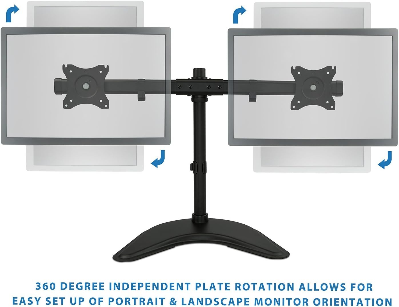image:imageMountIt Free Standing Dual Monitor Stand Double Monitor Desk Mount Fits Two x 19 20 21 22 23 24 27 Inch Computer Screens 2 Heavy Duty Height Adjustable Arms VESA Compatible 75 100