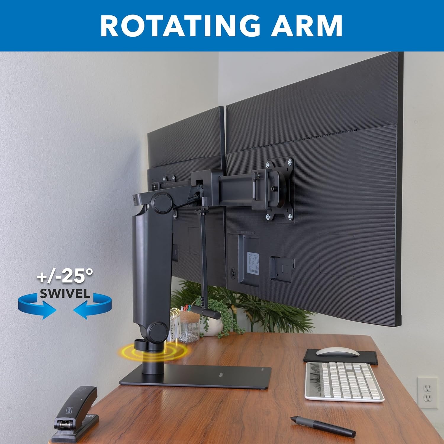 image:imageMountIt Freestanding Dual Monitor Stand 17 to 32 Height Adjustable Tension Adjustable Spring Monitor Stand for 2 Screens Max VESA 100x100 Swivel Rotation Instant Height Adjustment Black