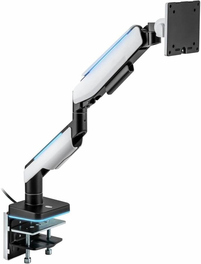 image:imageMountIt HeavyDuty Ultrawide Monitor Arm up to 49 44 lb Capacity Desk Mount for Curved amp Widescreen Monitors Compatible with Samsung Odyssey G9 Gas Spring RGB Lighting VESA 75x75 amp 100x100