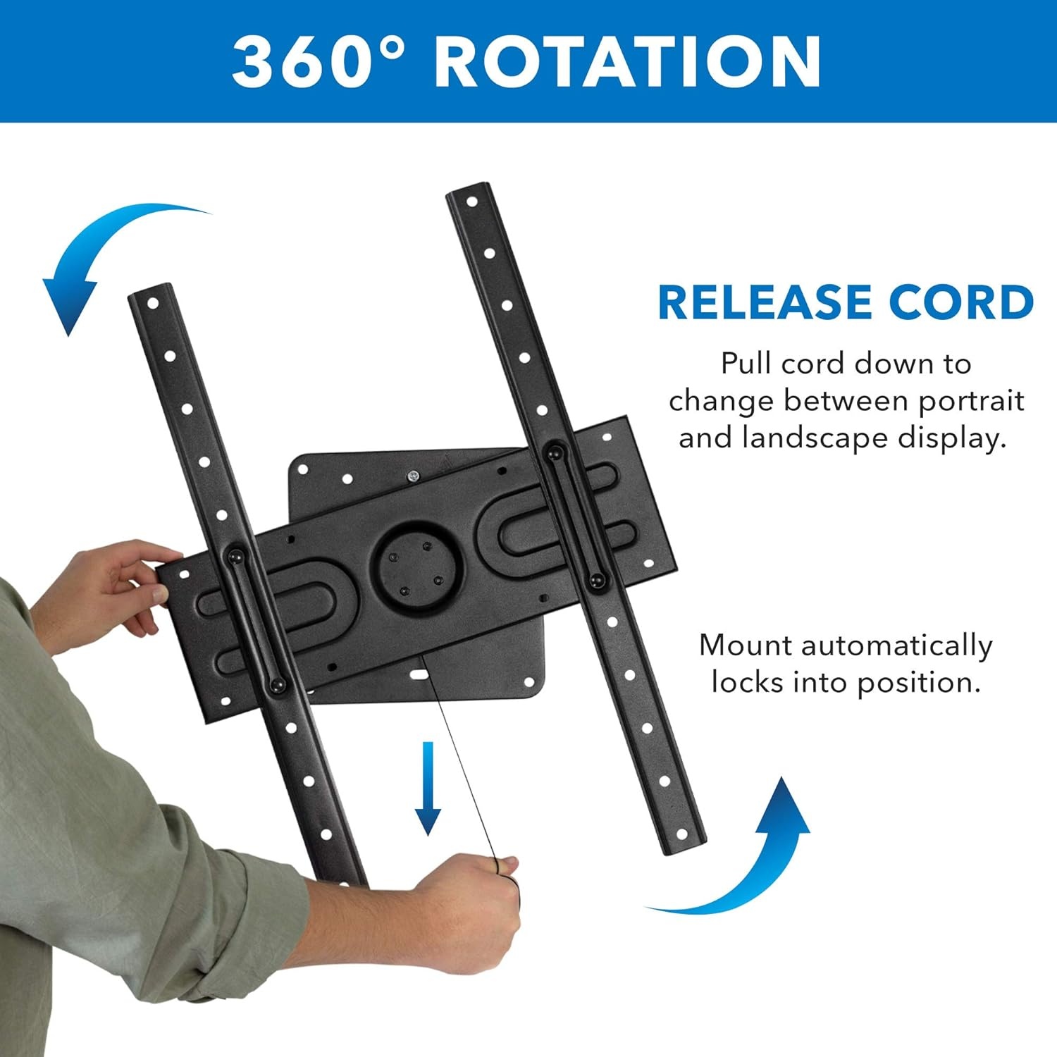 image:imageMountIt Landscape to Portrait Rotating TV Wall Mount Vertical Flush TV Mount with 360 Degree Rotation Fits VESA Up to 600x400 37 to 80 Inch Screens 110 Lbs Capacity