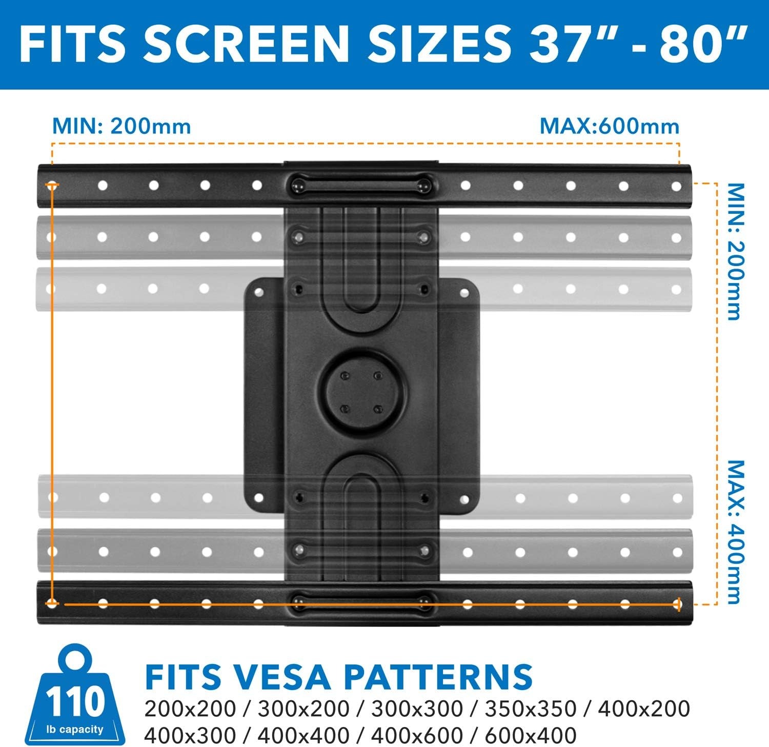 image:imageMountIt Landscape to Portrait Rotating TV Wall Mount Vertical Flush TV Mount with 360 Degree Rotation Fits VESA Up to 600x400 37 to 80 Inch Screens 110 Lbs Capacity