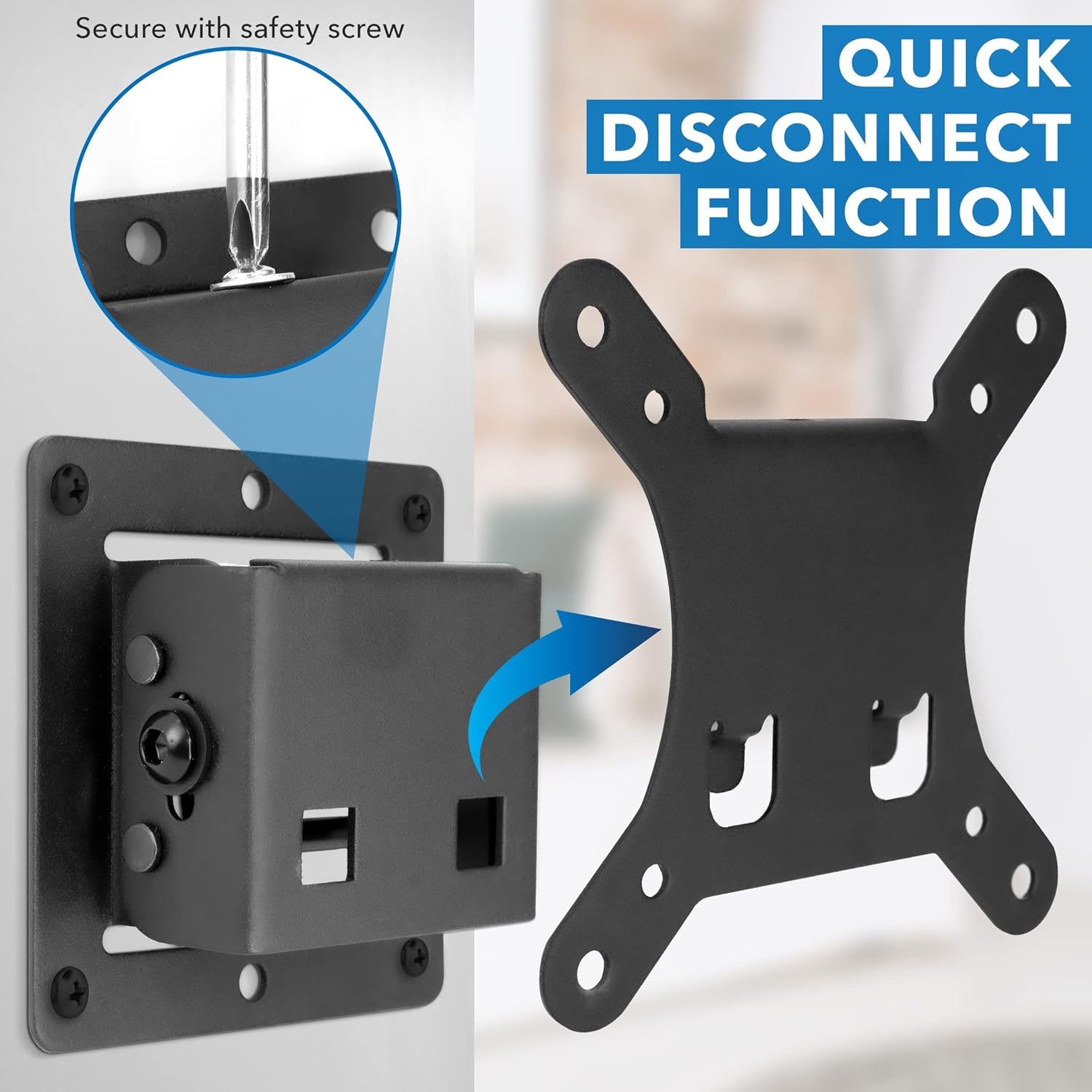 image:imageMountIt Low Profile Tilting TV Wall Mount for 2432 Inch Flat Screen TVs Quick Release Small TV Mount Bracket VESA 75x75 100x100 165 Slim Design 30 lb Capacity Single Stud Installation