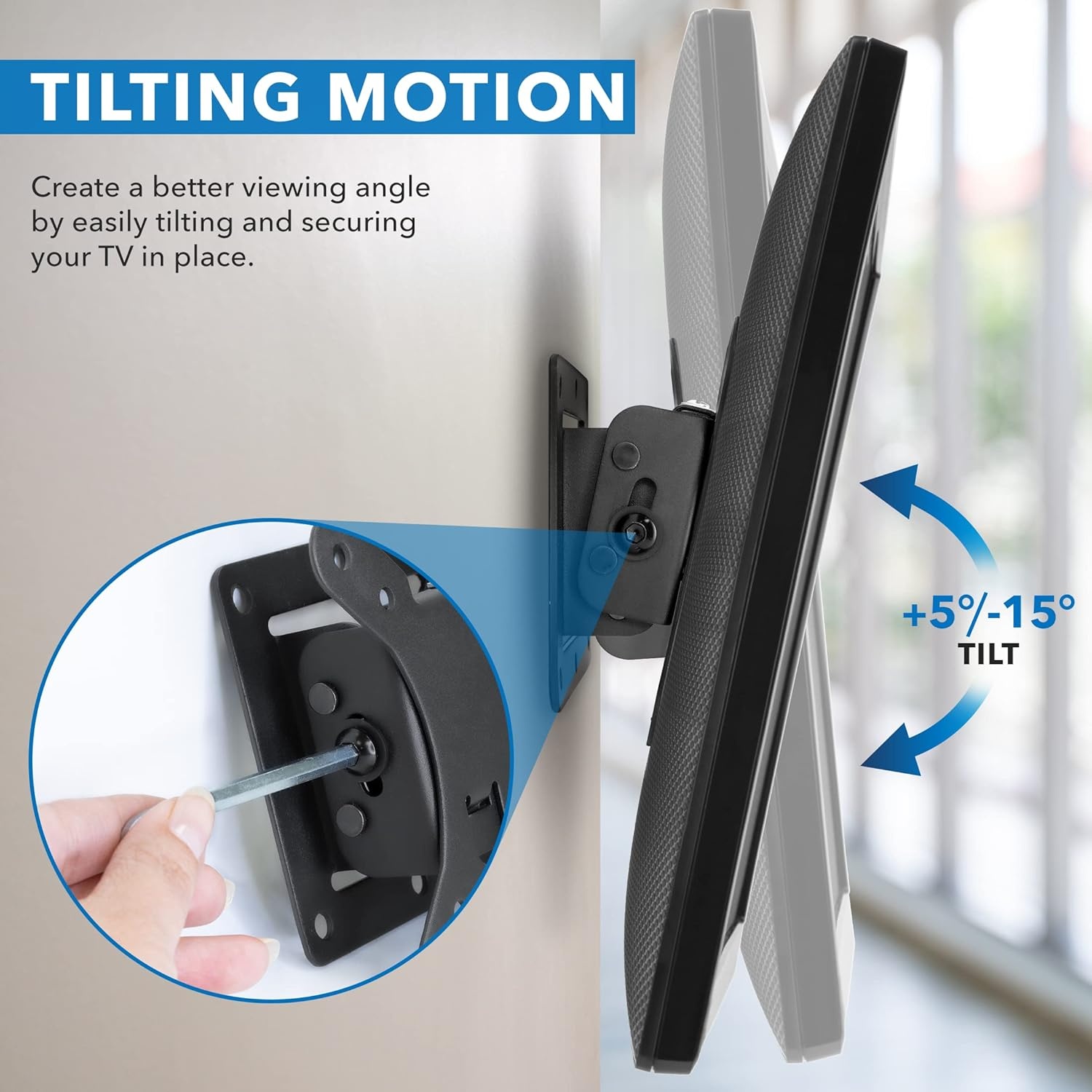 image:imageMountIt Low Profile Tilting TV Wall Mount for 2432 Inch Flat Screen TVs Quick Release Small TV Mount Bracket VESA 75x75 100x100 165 Slim Design 30 lb Capacity Single Stud Installation